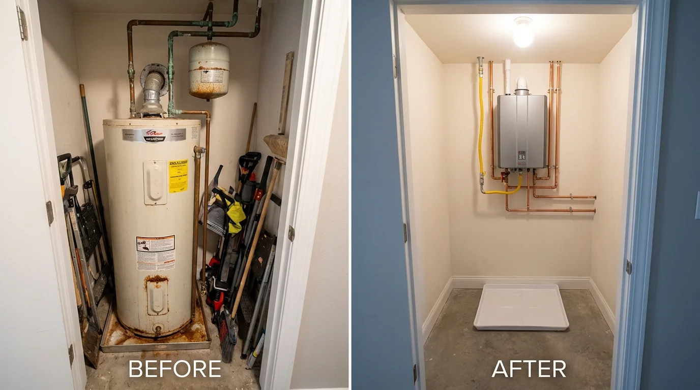 Tank water heater versus wall-mounted tankless unit comparison for Milford, MI homeowners
