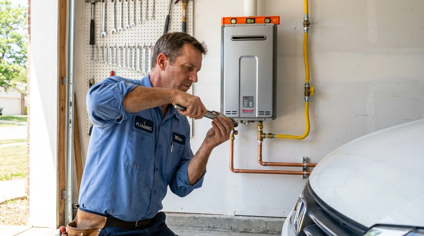 Tankless water heater installation by a Johns Plumbing LLC plumber in Milford